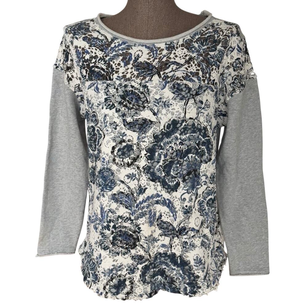 Sundance Caraway Sweatshirt Womens Size Large Lace Pullover Crochet Overlay Boho